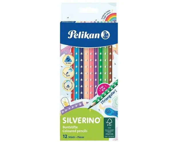 Creioane color Pelikan Silverino, set 12