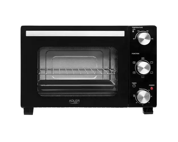 Cuptor electric Adler AD 6024, 22 l, 1300 W, Cronometru, Temperatura reglabila 0-230 C, Usa de sticla calita (Negru)