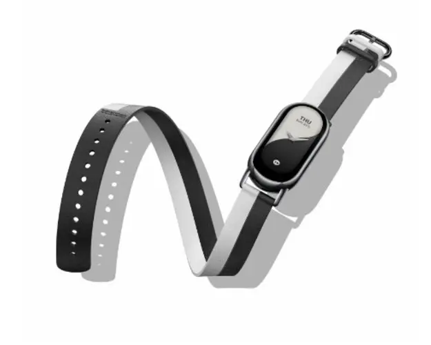 Curea pentru Xiaomi Mi Band 8, piele (Alb/Negru)
