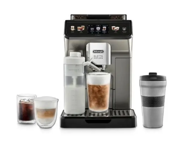 Espressor automat De’Longhi Eletta Explore ECAM 450.86.T, Tehnologie LatteCrema (Hot & Cool), Cold Brew, Rasnita cu tehnologie Bean Adapt, Coffee Link App, 1450 W, 19 bar, 1.8 L (Argintiu inchis)