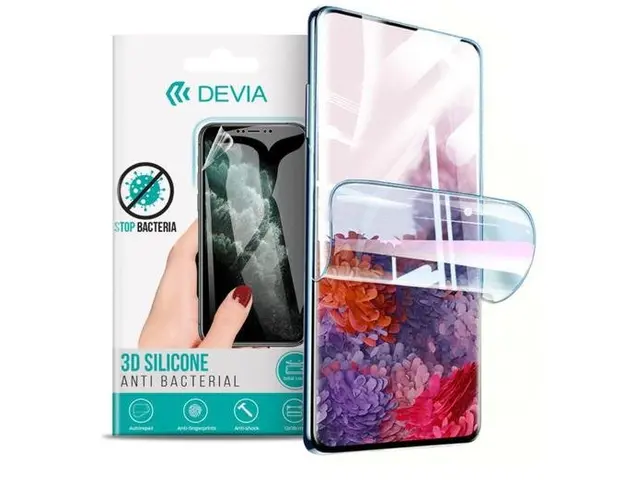 Folie Silicon Devia pentru iPhone 8 Plus / 7 Plus, Antibacterian (Transparent)