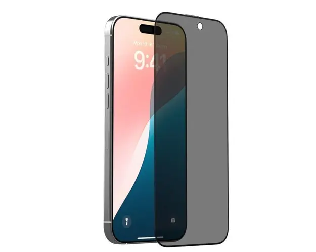 Folie Sticla Van Series Full Screen Privacy Twice Devia pentru iPhone 16 Pro, Negru