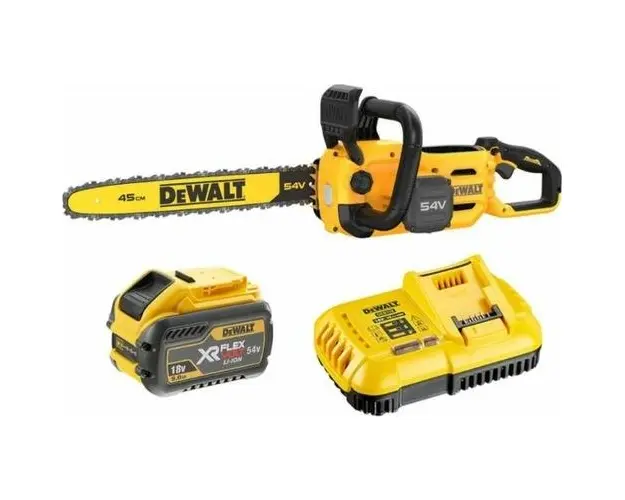 Drujba electrica DeWalt DCMCS574X1-QW, acumulator, 2100 W, 54 V, 9.0 Ah, pas 3/8, 450 mm, 13.5 m/s (Galben/Negru)