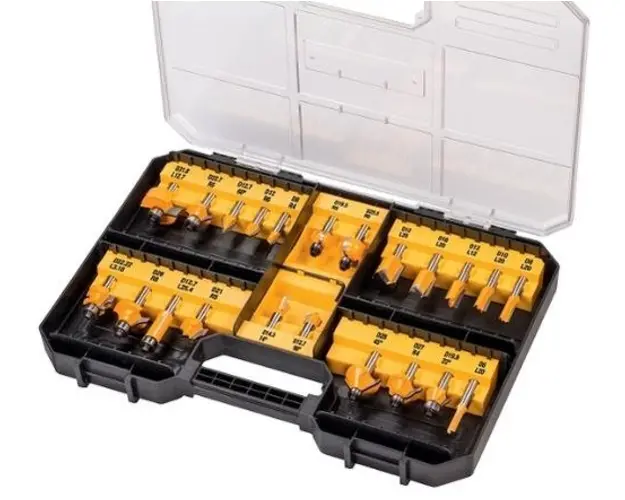 Set freze pentru lemn DeWalt DT90017-QZ, 8 mm, 22 piese (Galben/Negru)