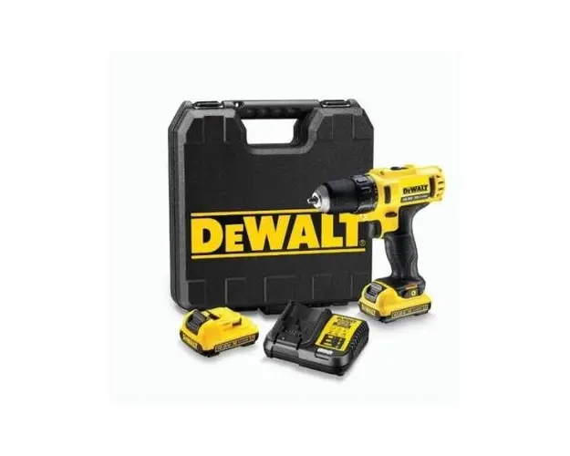 Set Masina de gaurit si insurubat DeWalt DCD710D2-QW, 2 acumuatori Li-Ion, 10.8 V, 2.0 Ah, 24 nm, incarcator, valiza (Galben/Negru)