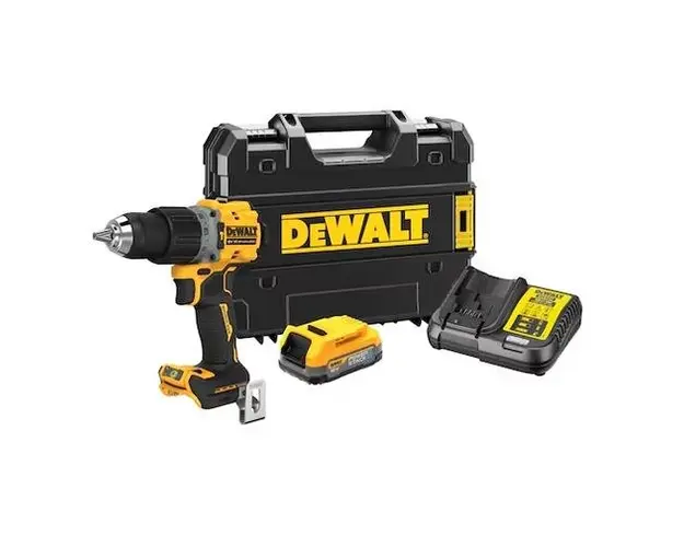 Masina de gaurit si insurubat cu percutie DeWalt DCD805E1T-QW, 18 V, 1.7 Ah, 2000 rpm, 90 Nm, acumulator, incarcator, valiza (Galben/Negru)