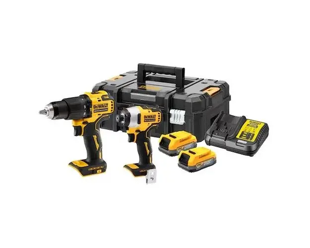 Set 2 masini de gaurit si insurubat DeWalt DCK2062E2T-QW, 2 acumulatori, 18 V, 1.7 Ah, incarcator, Valiza (Galben/Negru)