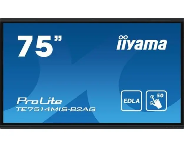 Tabla interactiva iiyama ProLite 75inch TE7514MIS-B2AG, 4K UHD (3840 x 2160), 50 puncte, HDMI x4, DisplayPort, USB-C x2, 8GB RAM, 64GB Flash, iiWare 12E (Negru)