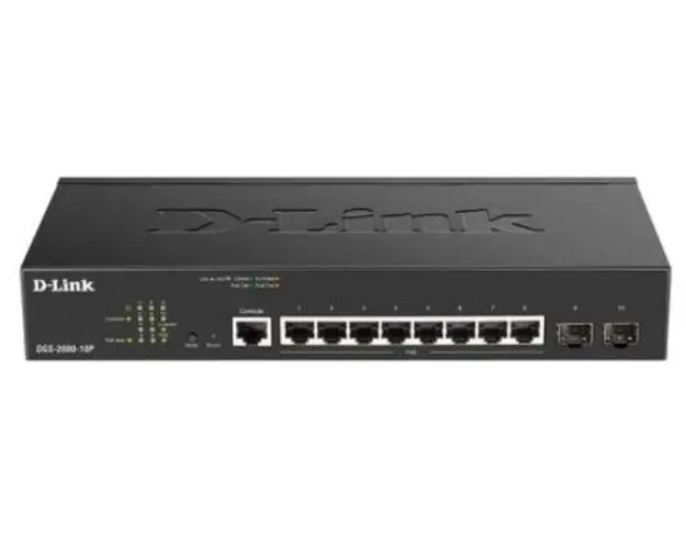 Switch D-Link DGS-2000-10P, 8 Porturi, Giabit, POE