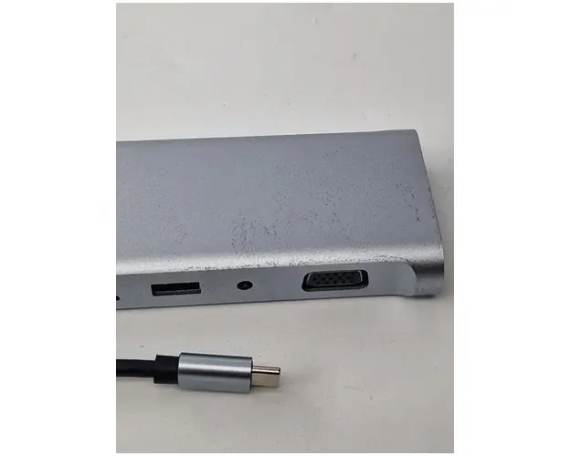 Docking station Gembird 8-in-1, USB-C, USB-A 3.1 x 4, HDMI x 1, DP x 1, VGA x 1, RJ45 x 1, PD 60 W, SD, microSD, Audio, Argintiu, A-CM-COMBO8-01