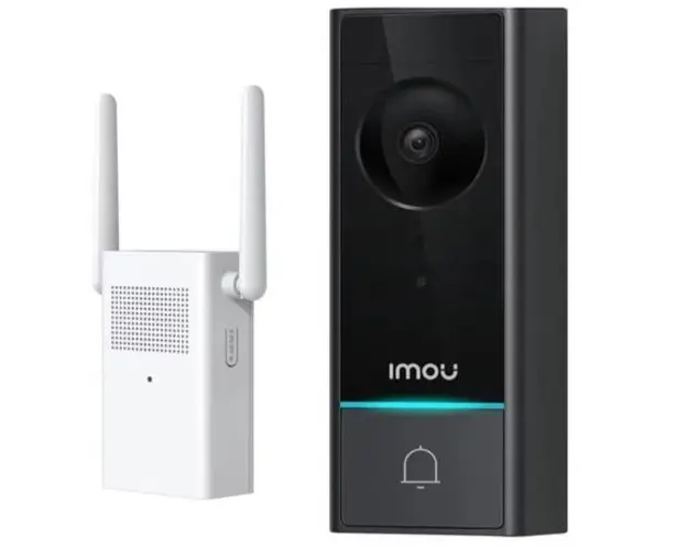 Kit cu sonerie video 5MP, baterie 6200mAh si receptor wireless, IMOU Doorbell Kit-A (Negru/Alb)