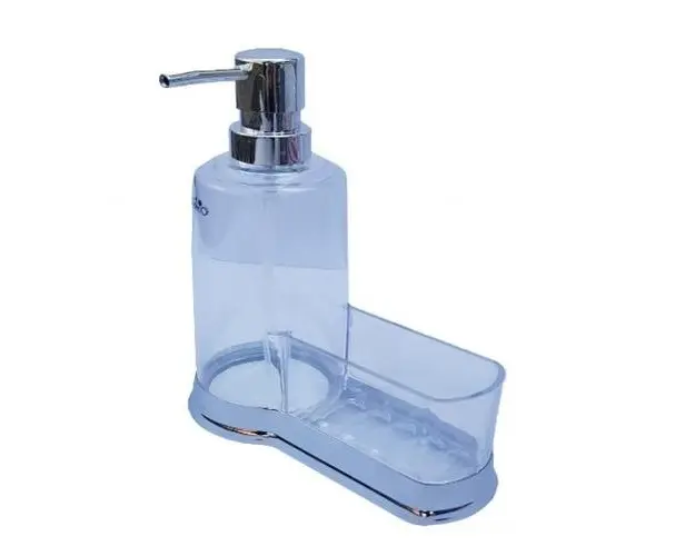 Dozator sapun cu loc special pentru burete, Argintiu, 500ml