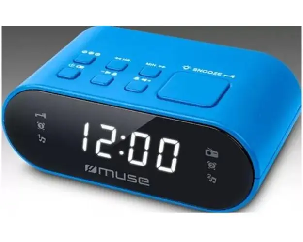 Radio cu ceas Muse M-10 BL, 2 alarme, radio PLL FM (Albastru)
