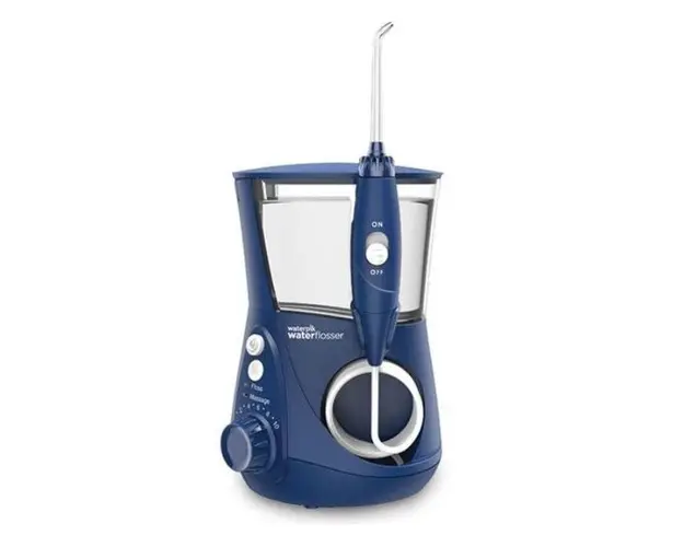 Irigator bucal Waterpik Aquarius WP-663, 7 Capete, 2 Moduri de curatare, Cronometru (Albastru)