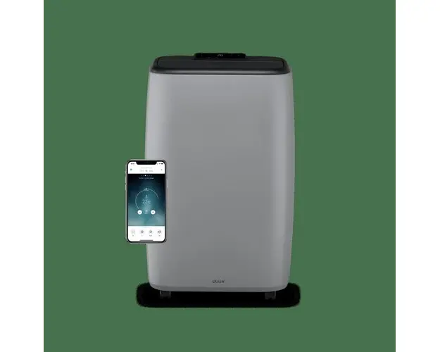 Aparat de aer conditionat portabil Duux North 9K DXMA22, 9000 BTU, Clasa A, 27 mp, Control aplicatie, Telecomanda, Temporizator, Mod noapte, Roti (Negru/Gri)
