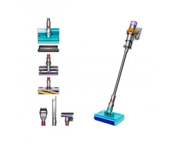 Aspirator vertical fara fir cu spalare Dyson V15s Detect Submarine 448798-01, 600W, 60 min (Nichel/Albastru)