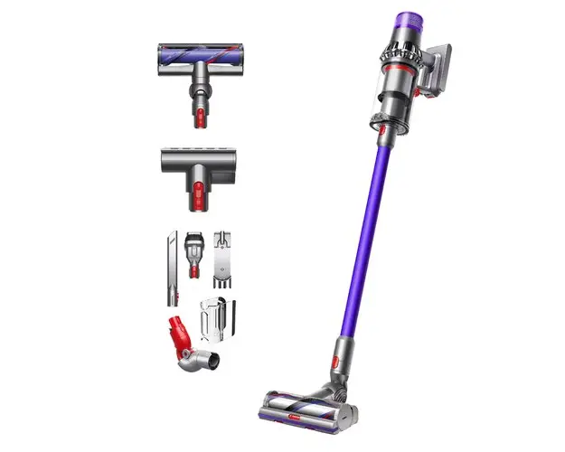 Aspirator vertical Dyson V11 Extra 419649-01, 185 AW, Aspirare ciclonica, Autonomie 60 minute (Nichel/Albastru)