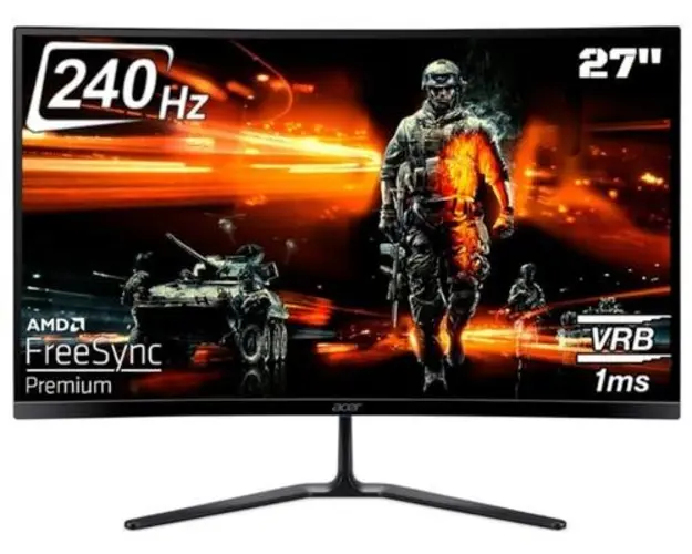 Monitor Gaming VA LED Acer 27inch ED270X2, Full HD (1920 x 1080), HDMI, DisplayPort, Ecran curbat, 240 Hz, 1 ms (Negru)