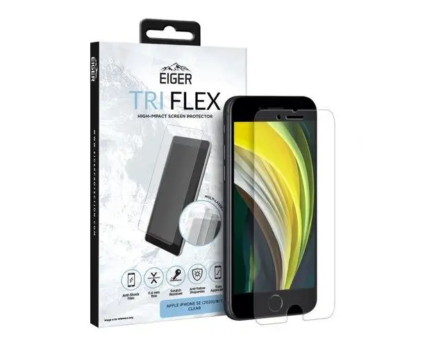 Folie Eiger Clear Tri Flex EGSP00612 pentru iPhone SE 2020 / 8 / 7 / 6s / 6 (Transparent)