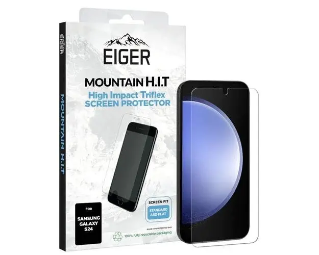 Folie Silicon Eiger Clear Triflex H.I.T pentru Samsung Galaxy S24 (Transparent)