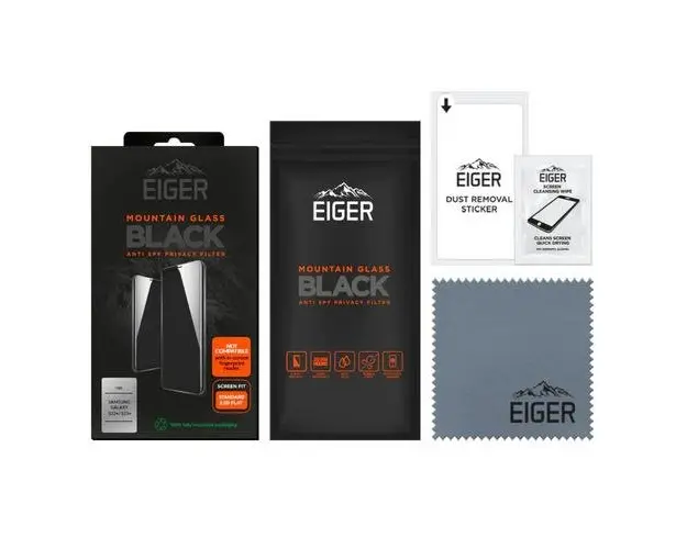 Folie Sticla Eiger EGMSP00240 Mountain Glass Privacy pentru Samsung Galaxy S23 Plus (Transparent/Negru)