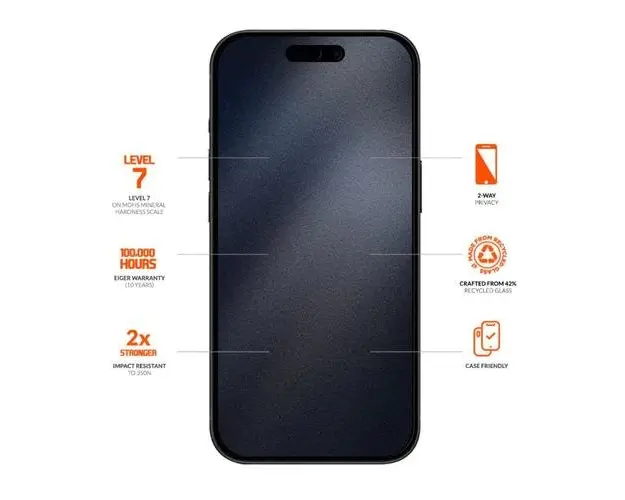 Folie Sticla Mountain Glass Privacy Eiger pentru iPhone 16 Pro Max, Negru