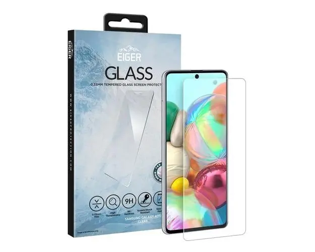 Folie Sticla Temperata Eiger pentru Samsung Galaxy A71, 9H, 2.5D, 0.33mm (Transparent)