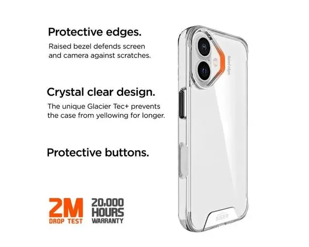Husa Glacier Case Eiger pentru iPhone 16 Plus, Transparenta