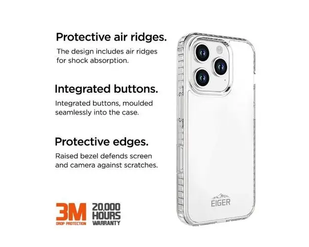 Husa Ice Grip Eiger pentru iPhone 16 Pro Max, Transparent