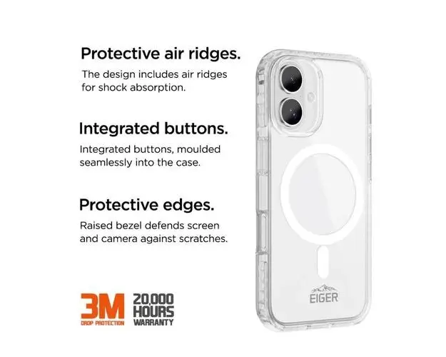 Husa Ice Grip Magsafe Eiger pentru iPhone 16, Transparenta
