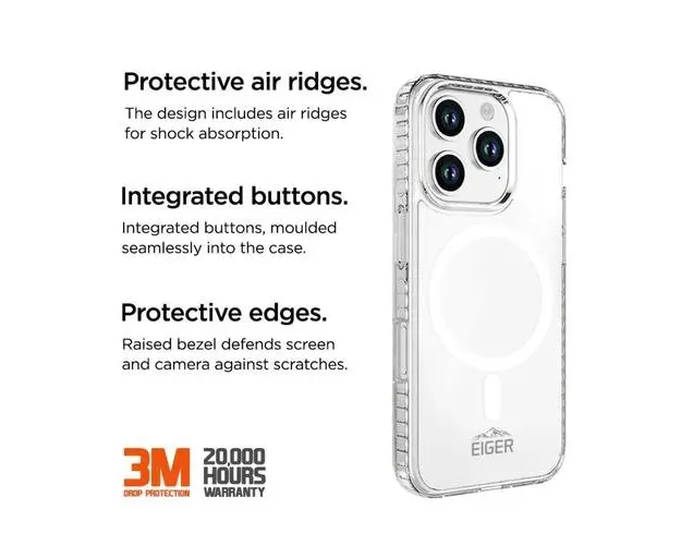 Husa Ice Grip Magsafe Eiger pentru iPhone 16 Pro Max, Transparenta