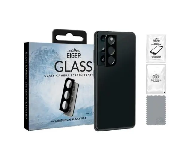 Folie Sticla Camera Eiger pentru Samsung Galaxy S21, 9H, 0.33mm (Negru)