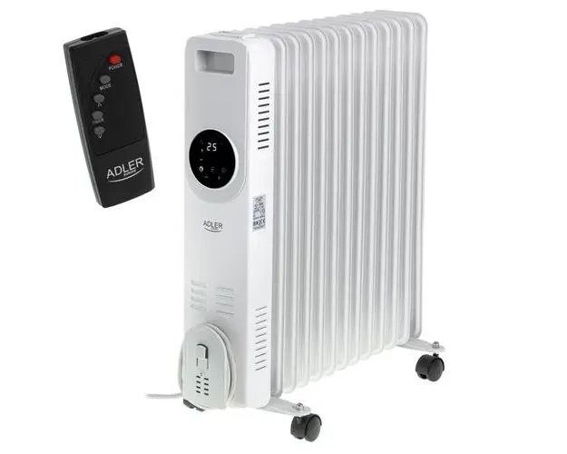 Calorifer electric cu ulei Camry CR 7826, 2500 W, 3 trepte putere, Cronometru, Telecomanda, 13 elementi (Alb)