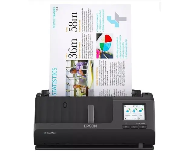 Scanner EPSON WorkForce ES-C380W, A4, 600 dpi, 30ppm, ADF, USB, Wireless (Negru)