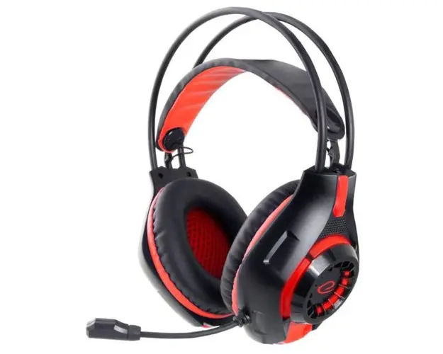 Casti gaming cu LED Esperanza Deathstrike EGH420R, microfon, control volum (Negru/Rosu)