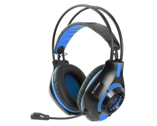 Casti gaming cu LED Esperanza Deathstrike EGH420B, microfon, control volum (Negru/Albastru)