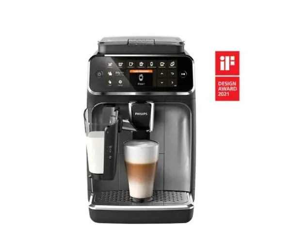 Espressor automat Philips LatteGo Seria 4300 EP4346/70, 1.8 L, 1500 W, 15 bar (Negru/Argintiu)