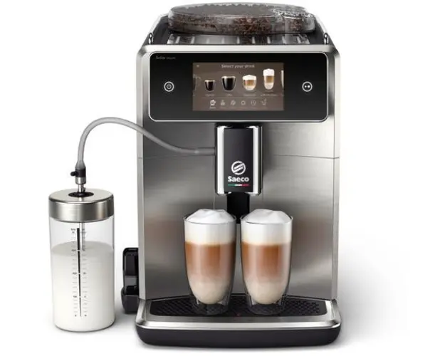 Espressor automat Saeco Xelsis Deluxe SM8785/00, Doua cesti, 1.7 L, 15 Bari (Negru/Argintiu)