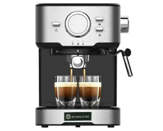 Espressor manual Studio Casa Duette Espresso & Cappuccino, 850 W, 15 Bari, 1.5 L (Negru/Argintiu)