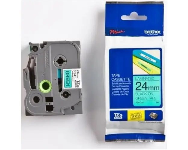 Brother Etichete TZE751 24mm (negru/verde)
