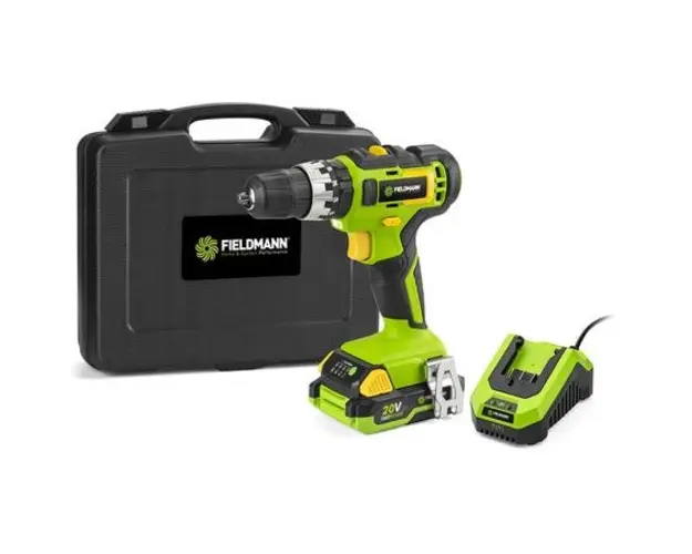 Masina de gaurit cu acumulator Fieldmann FDUV 70115-A, 1300 rpm, 35 Nm + Incarcator rapid + Baterie 2 Ah Incluse (Negru/Verde)