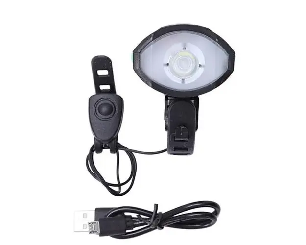 Far LED cu sonerie Esperanza EOT023, 100 lm, fixare ghidon, 3 moduri iluminare, rezistenta apa, pentru vehicule electrice (Negru)