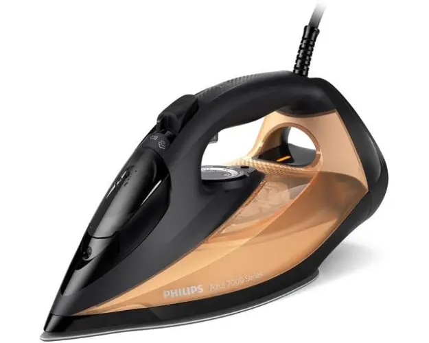 Fier de Calcat PHILIPS Seria 7000 DST7040/80, 2800W, 250g/min, 300ml, Talpa SteamGlide Elite (Auriu/Negru)