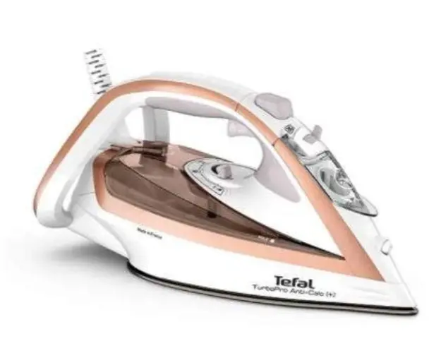 Fier de calcat Tefal Turbo Anti-Calc FV5697E1, 3000 W, 270g/min, 270 ml, talpa Durilium AirGlide (Alb/Roz)