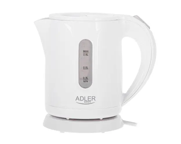 Fierbator de apa Adler AD 1371W, 0.8 l, 850 W, Baza rotativa, Stocare cablu (Alb)