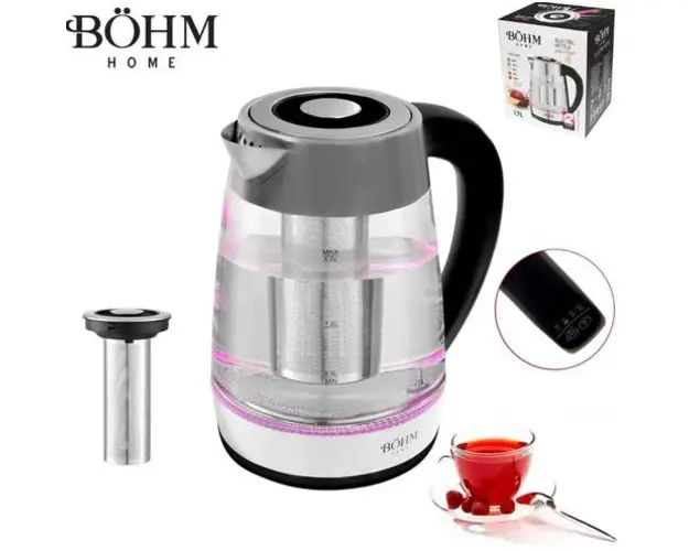 Fierbator electric BÖHM BHB1703DT, 1850-2200W, 1.7 L (Negru/Gri)