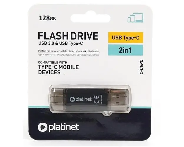 Stick USB Platinet PLYFD128GPLC, 128GB, USB 3.0 (Negru)
