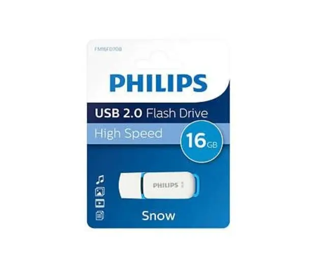 Stick USB Philips FM16FD70B/00, 16GB, Editia Snow, USB 2.0 (Alb/Albastru)