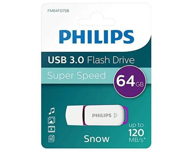 Stick USB Philps FM64FD75B/00, 64GB, Editia Snow, USB 3.0 (Alb/Mov)