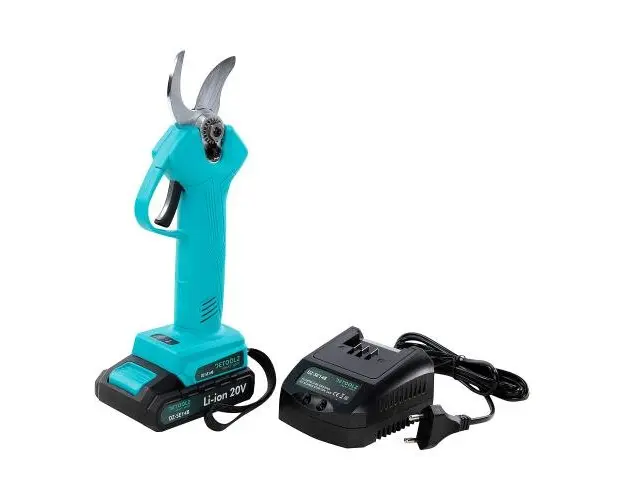 Foarfeca electrica de gradina Detoolz DZ-SE148, Deschidere lama 40 mm, 100 W + Acumulator Li-Ion 20 V, 2000 mAh si Incarcator + Ulei lubrifiant + Cutie de transport